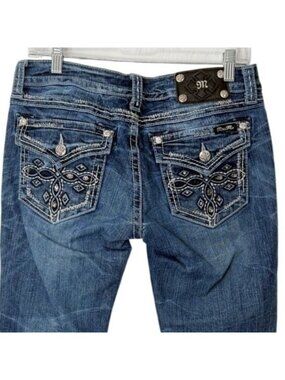 Miss Me Womens 30x33 Jeans Signature Rise Boot Embellish Pockets Blue JE5919B3L